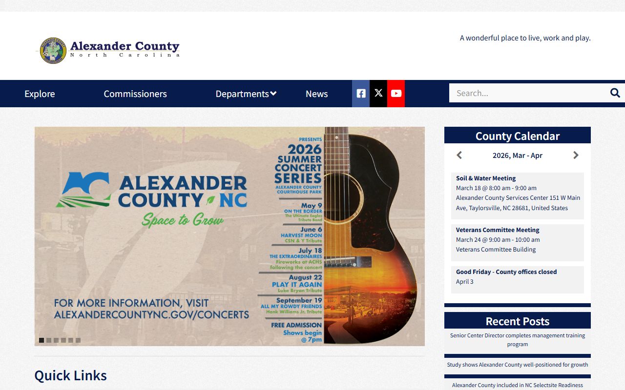 Alexander County government website for property tax records
