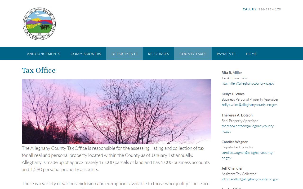 Alleghany County Tax Office website for property tax records