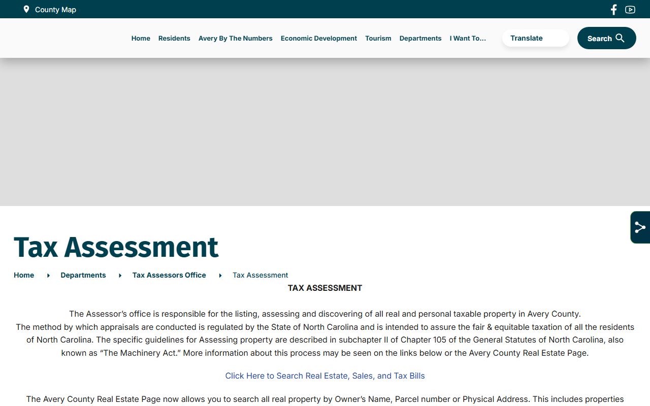 Avery County Tax Assessment website for property tax records