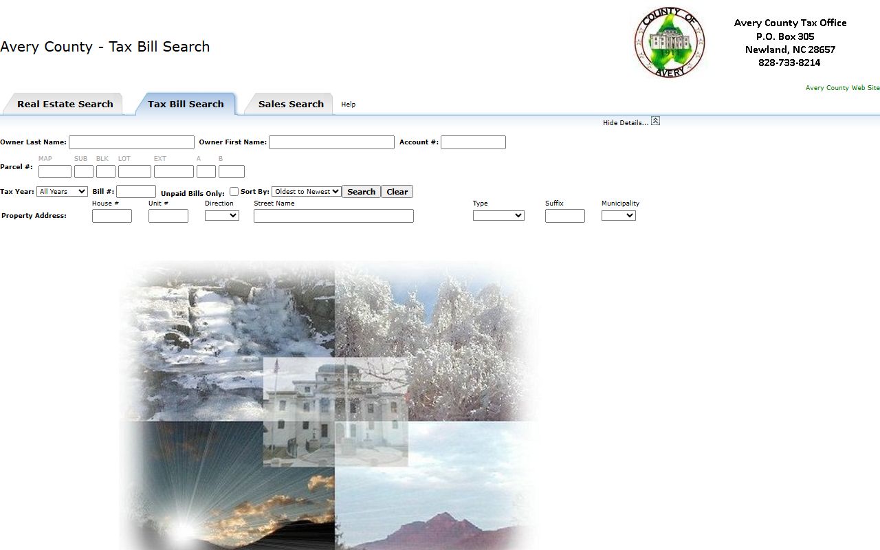 Avery County tax bill search system for property tax records