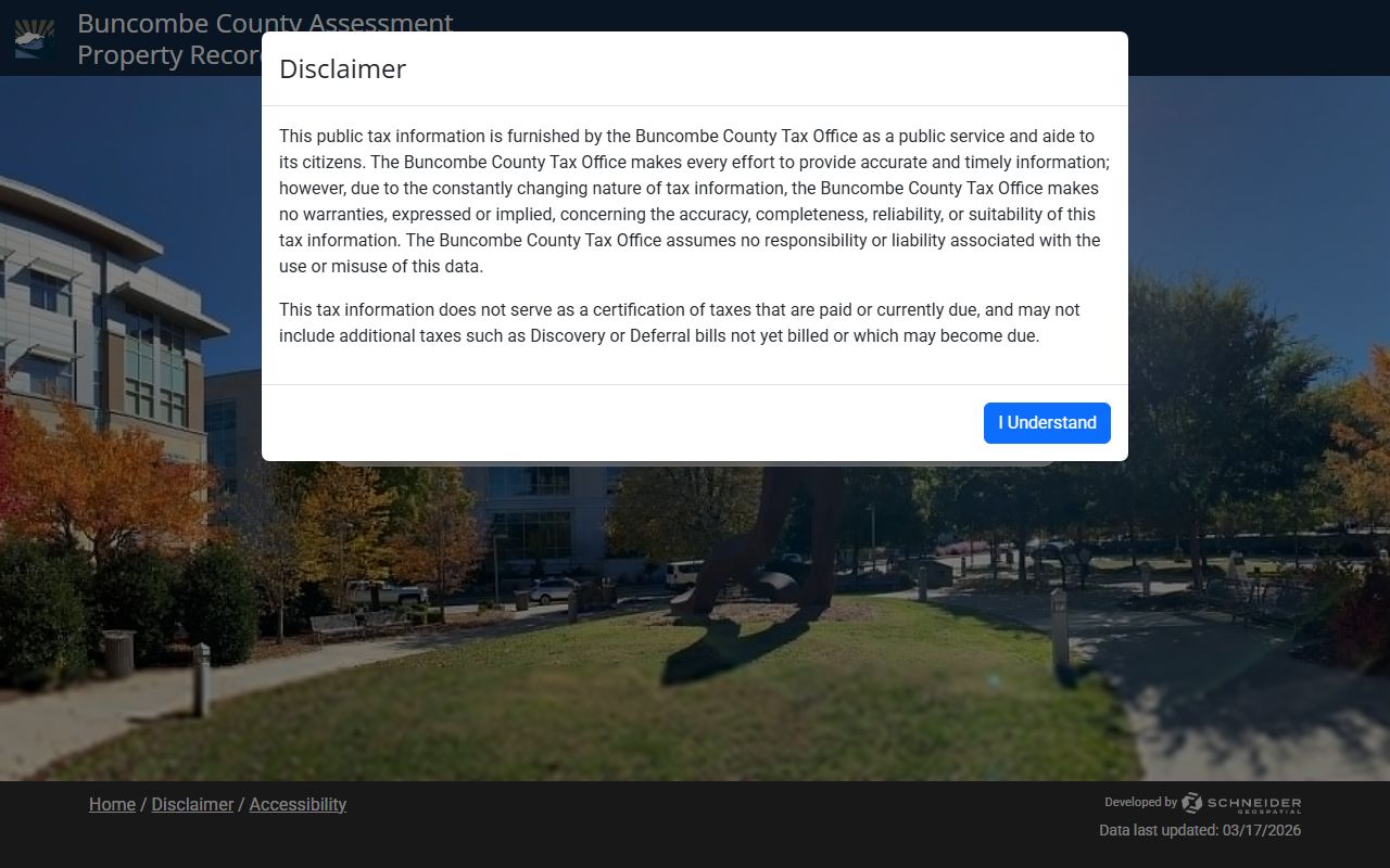 Buncombe County Property Record Card system for property tax records