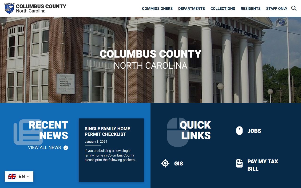 Columbus County government website for property tax records