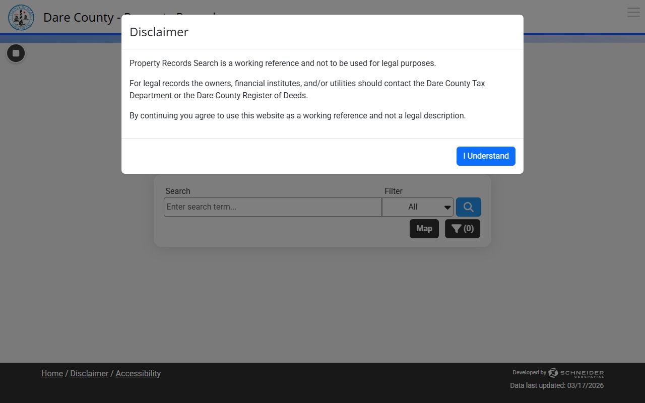 Dare County Spatialest property search for property tax records
