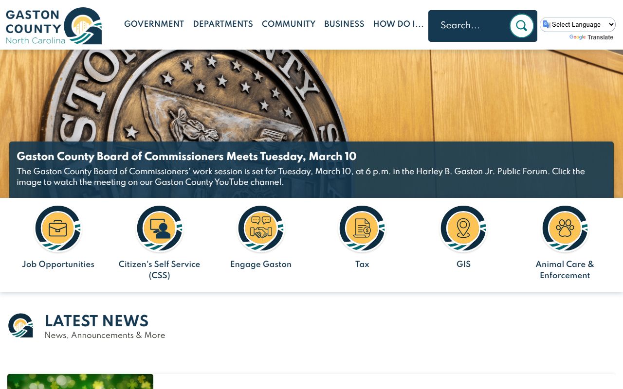 Gaston County government website for property tax records