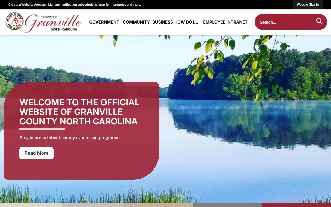 Granville County government website for property tax records