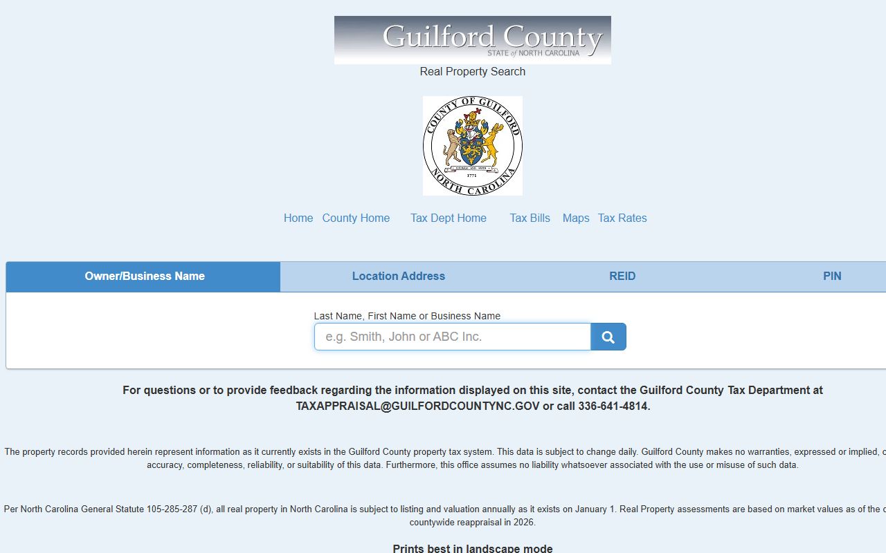 Guilford County property records search for property tax records