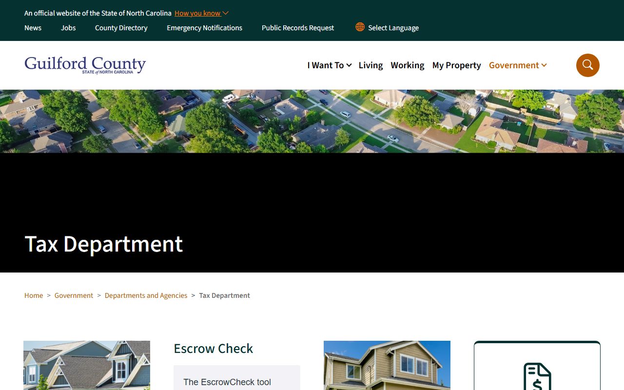 Guilford County Tax Department website for property tax records