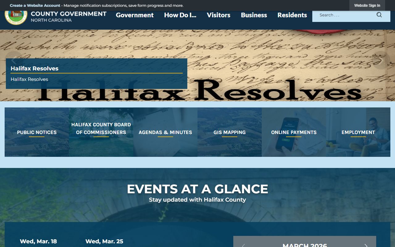 Halifax County government website for property tax records