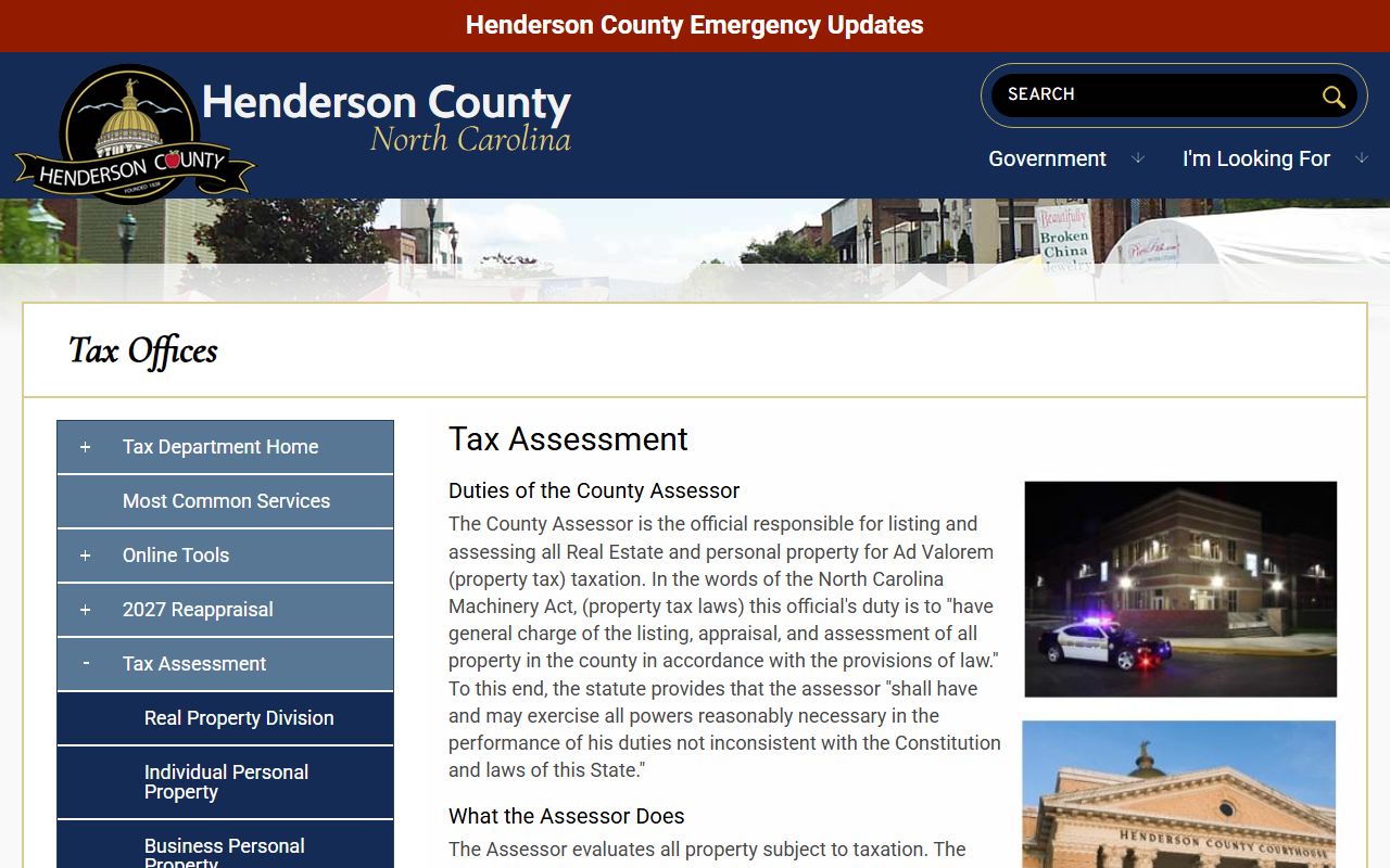 Henderson County tax assessment page for property tax records