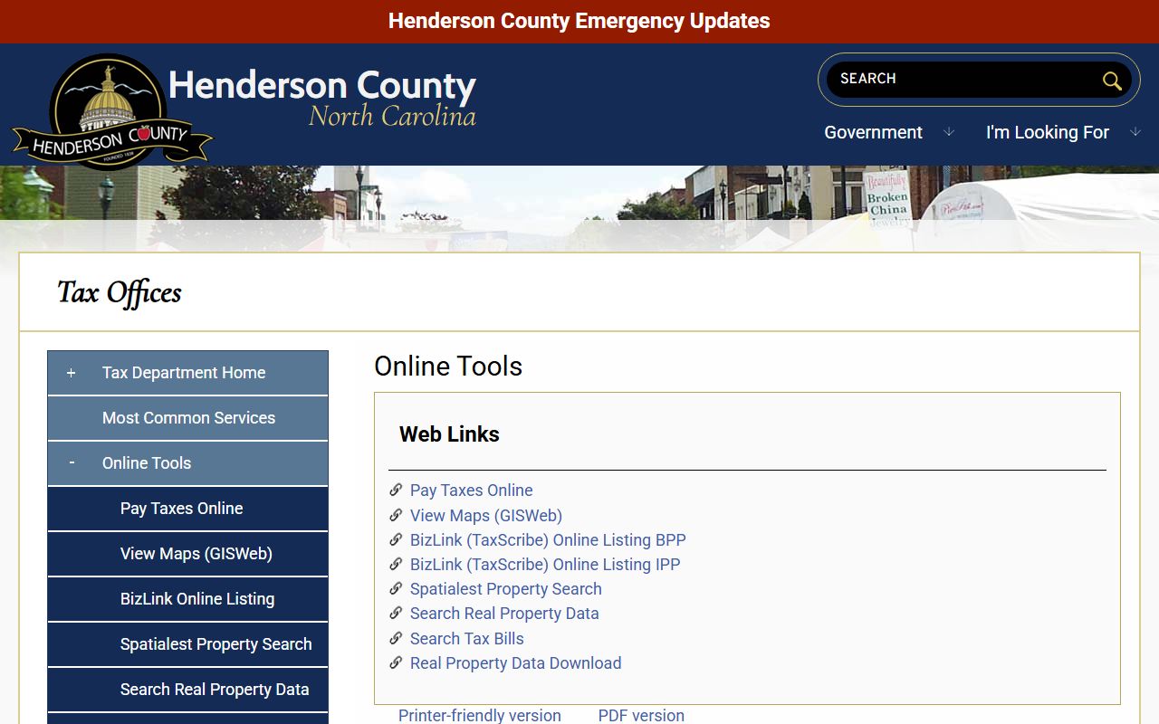 Henderson County online tools for property tax records