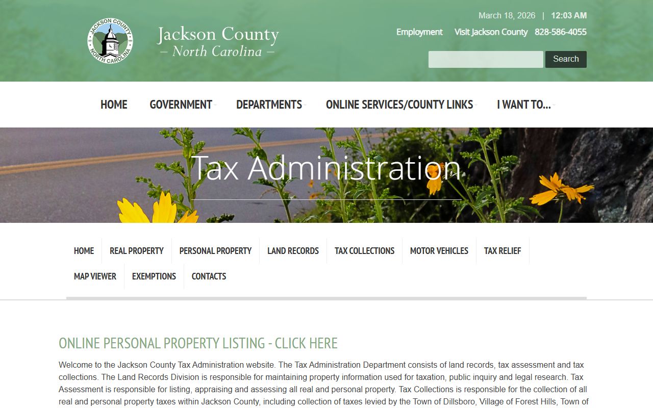 Jackson County Tax Administration website for property tax records