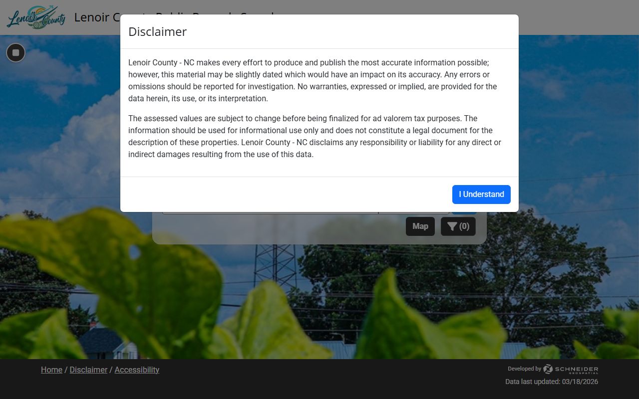 Lenoir County Spatialest property search for tax records