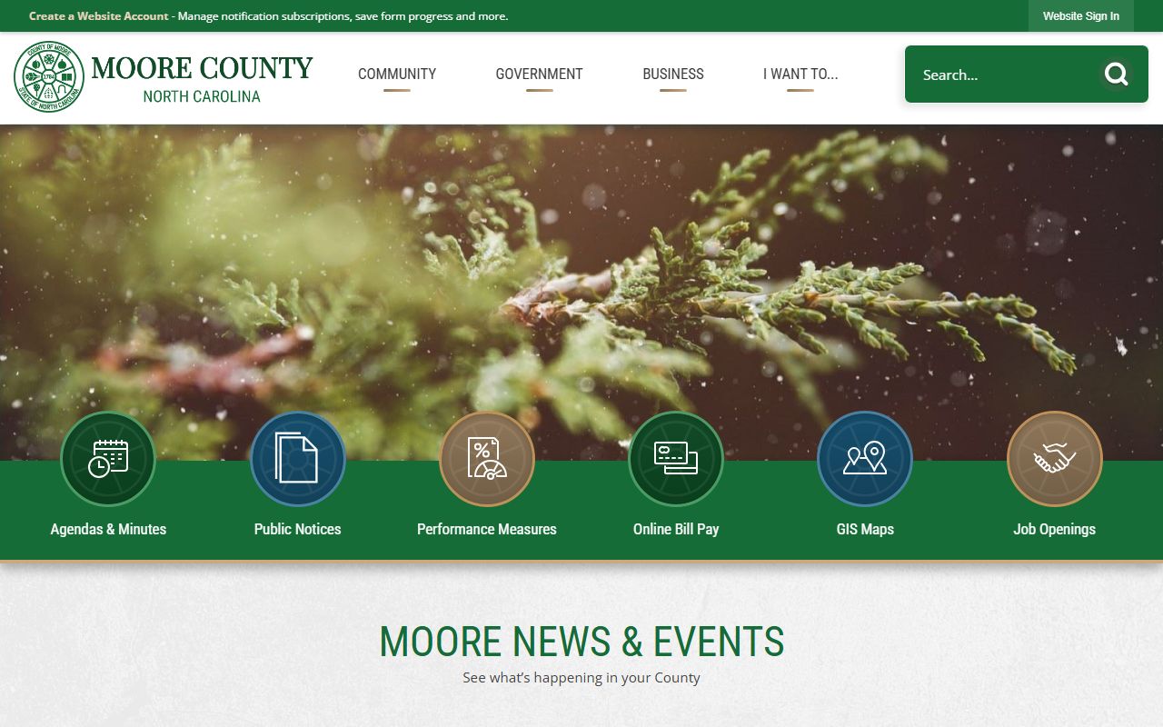 Moore County government website for property tax records