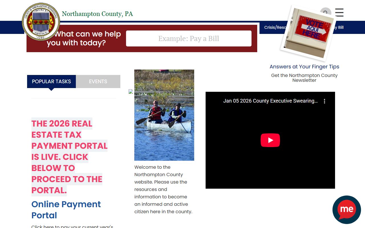 Northampton County government website for property tax records