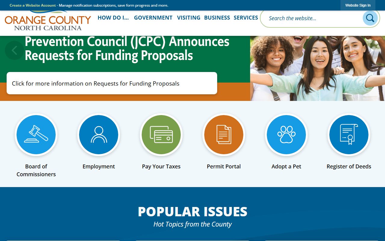 Orange County government website for property tax records