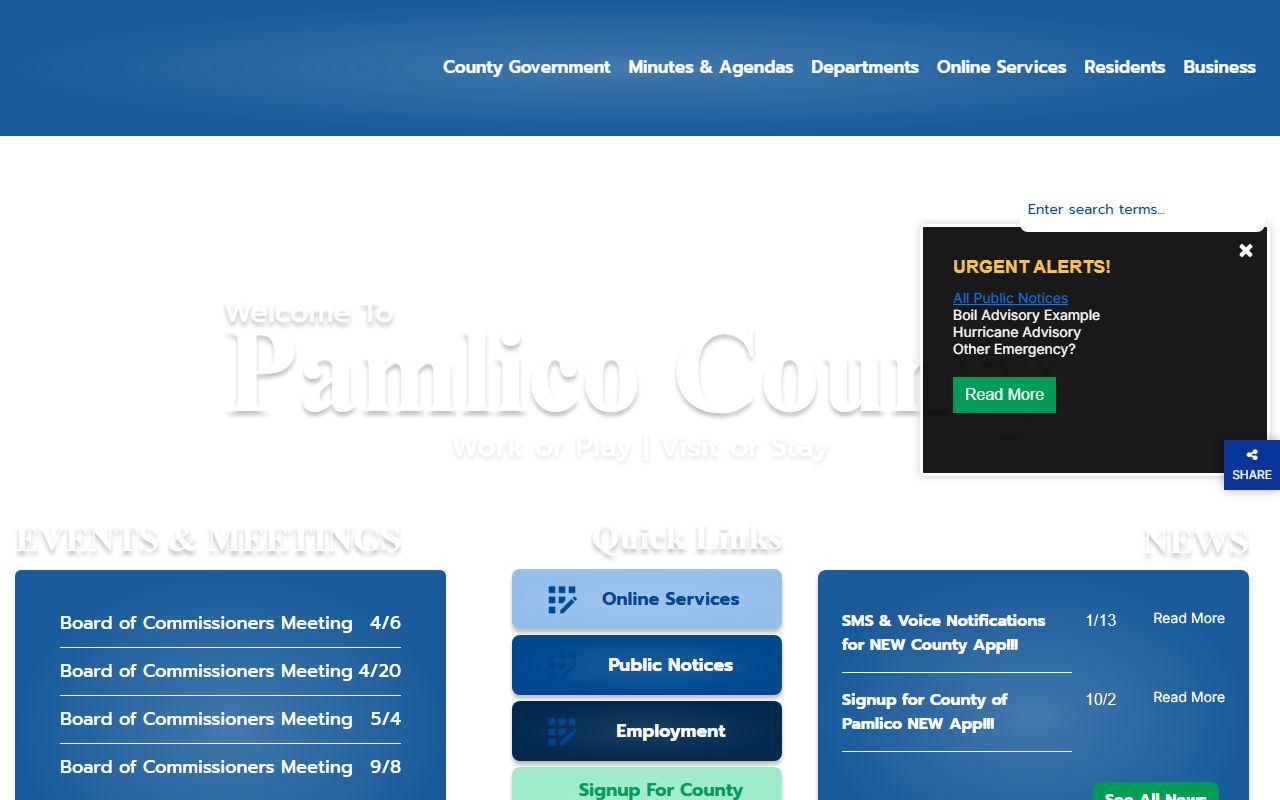 Pamlico County government website for property tax records