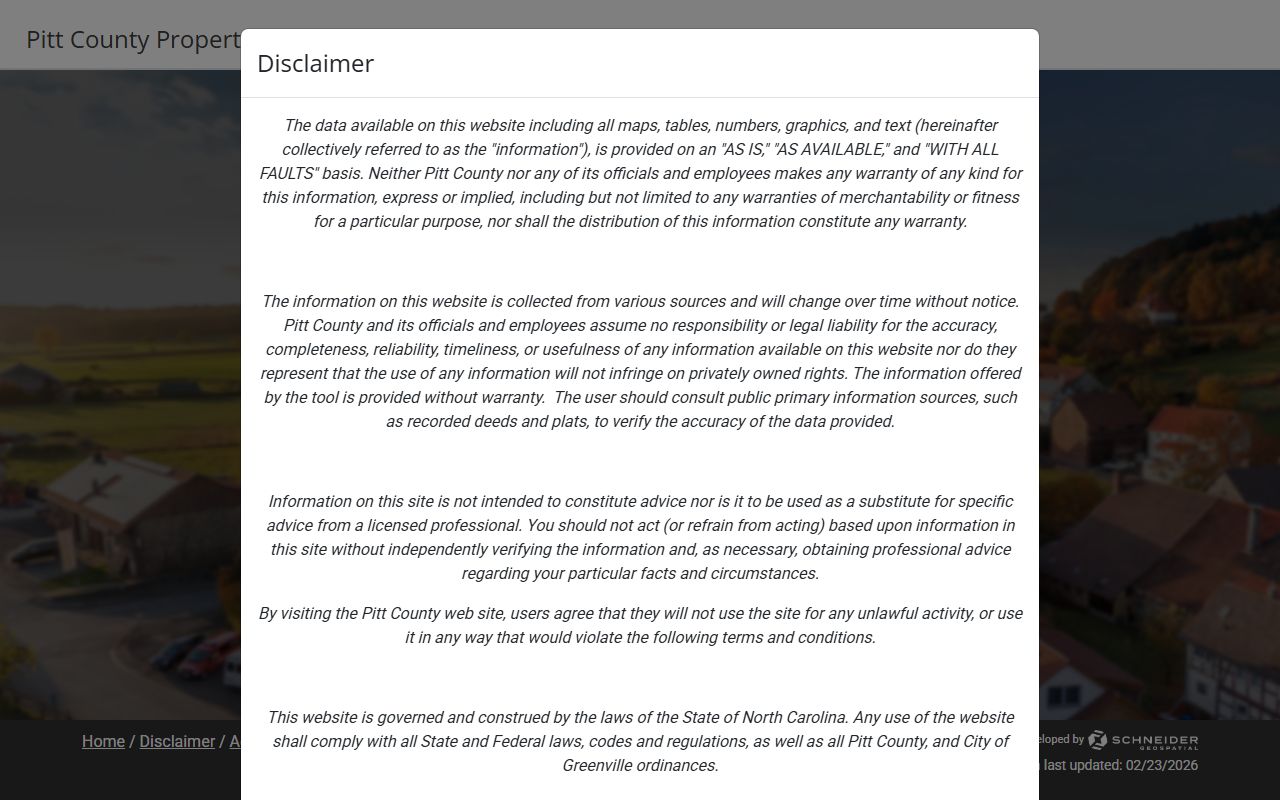 Pitt County online property tax search tool