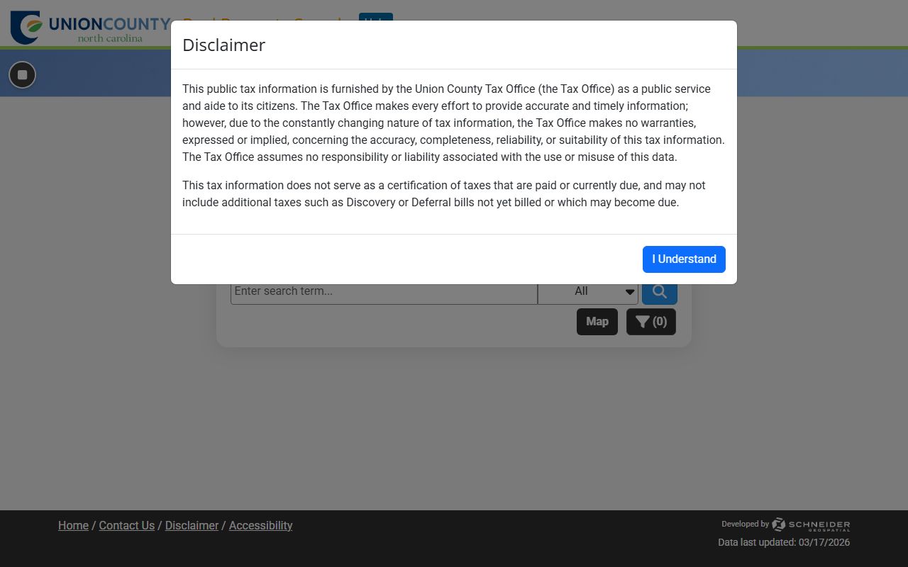 Union County Spatialest property search for property tax records