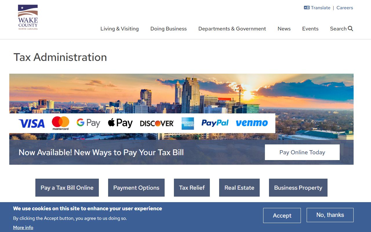 Wake County Tax Administration department for property tax records