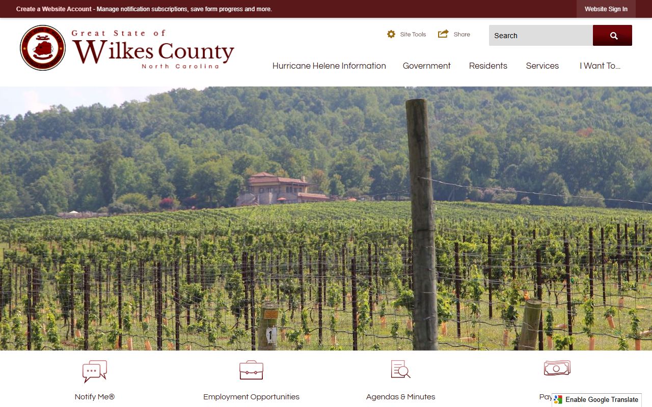 Wilkes County government website for property tax records