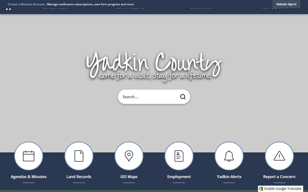Yadkin County government website for property tax records